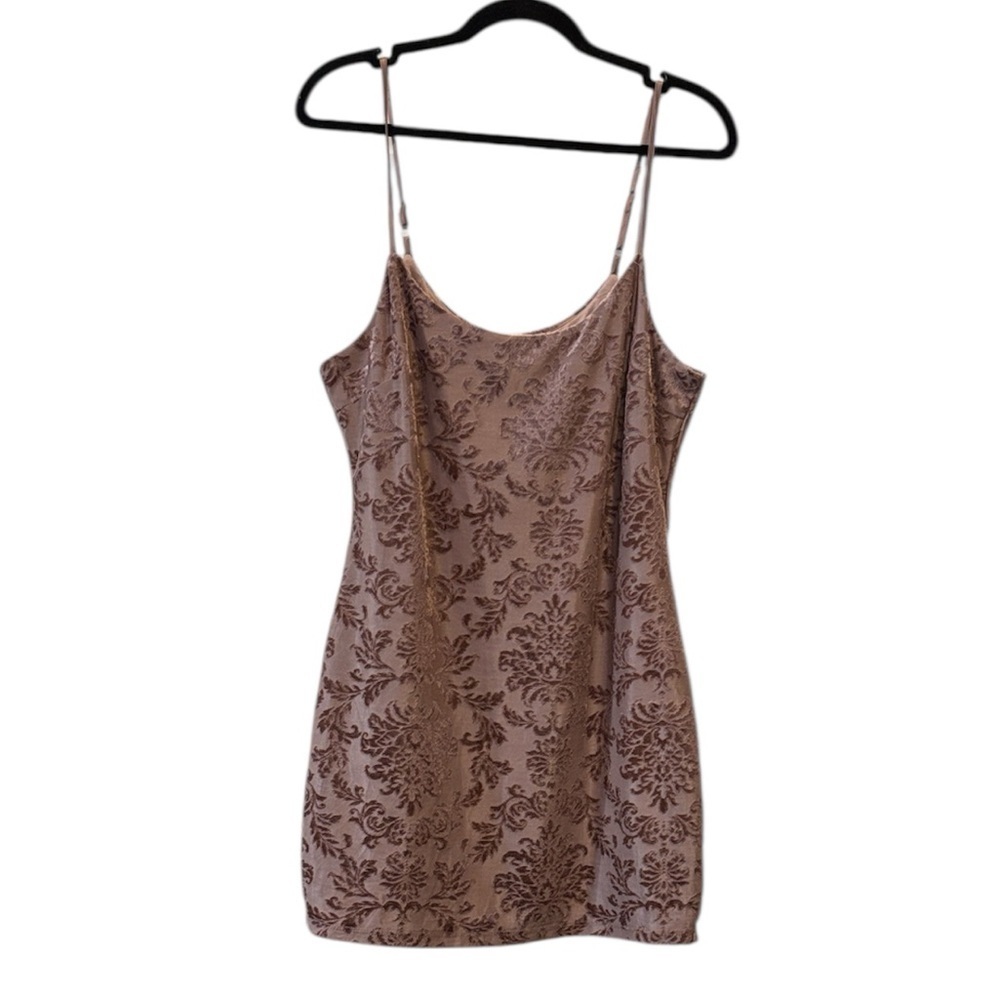 Forever 21 Blush Pink Velvet Print Sexy Date Dress Large